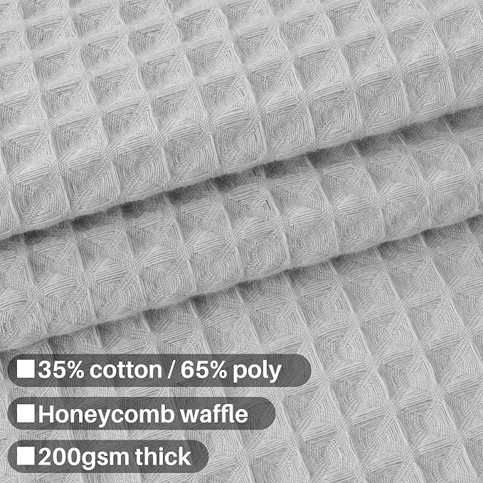 Barossa Design Cotton Blend Shower Curtain Honeycomb Waffle Weave, Grey Fabric Shower Curtains for Bathroom with Hotel Grade & Spa Style, Machine Washable - Lake Wanaka Gray, 72x72