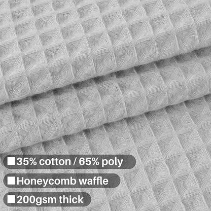 Barossa Design Cotton Blend Shower Curtain Honeycomb Waffle Weave, Grey Fabric Shower Curtains for Bathroom with Hotel Grade & Spa Style, Machine Washable - Lake Wanaka Gray, 72x72