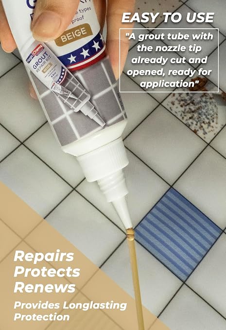 Grout Repair Kit, Beige, Fast Drying Sealer, 8.8 oz | Tile Filler; Restore & Renew