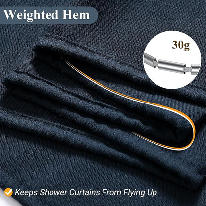 Navy Blue Shower Curtain for Bathroom, Linen Textured Weighted Hem Cloth Shower Curtain Set with Hooks, Simple Hotel Luxury Men Nautical Bath Accessories Decor,72x78, Dark Blue