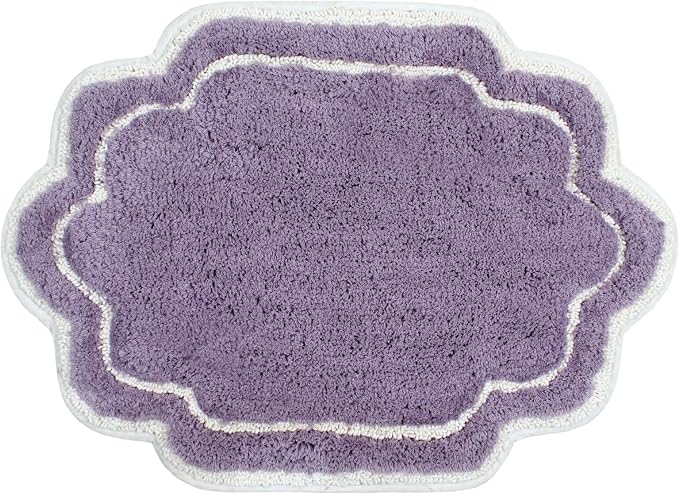 Home Weavers Allure Collection 100% Cotton Tufted Bathroom Rug, Soft and Absorbent Bath Rugs, Non-Slip Bath Carpet, Machine Wash Dry Bath Mats for Bathroom Floor, 17"x24" Bath Rug, Purple