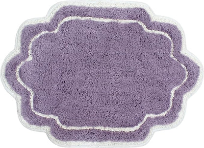Home Weavers Allure Collection 100% Cotton Tufted Bathroom Rug, Soft and Absorbent Bath Rugs, Non-Slip Bath Carpet, Machine Wash Dry Bath Mats for Bathroom Floor, 17"x24" Bath Rug, Purple