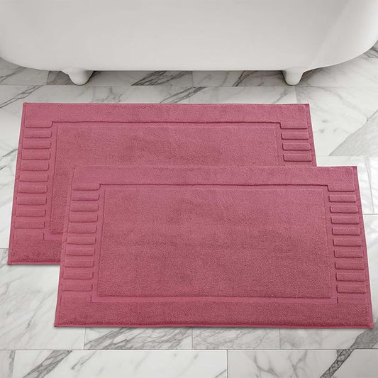 Superior 100% Cotton Bathmat Set, Bath Mats, Bathroom Decor, Shower, Bathtub Essentials, Home Accessories, Washable Rug, No Backing, Heavyweight, Leo Collection, Set of 2, 22" x 35", Rosewood