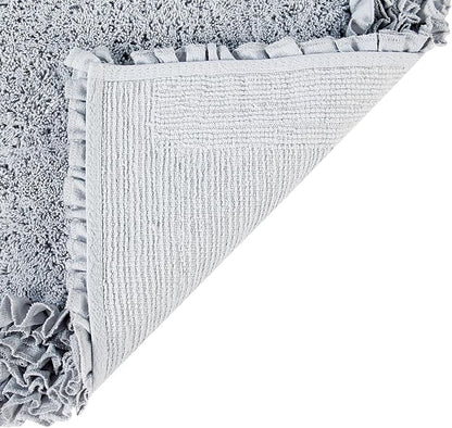 Better Trends Toilet Rugs U Shaped 100% Cotton, Non-Slip Washable 20" x 20" Rug Soft for Bathroom Floor Decor, Water Absorbent, Contour Silver Shaggy Border Collection