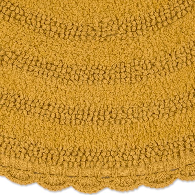 DII Crochet Collection Reversible Bath Mat, Round, 27.5" Diameter, Honey Gold
