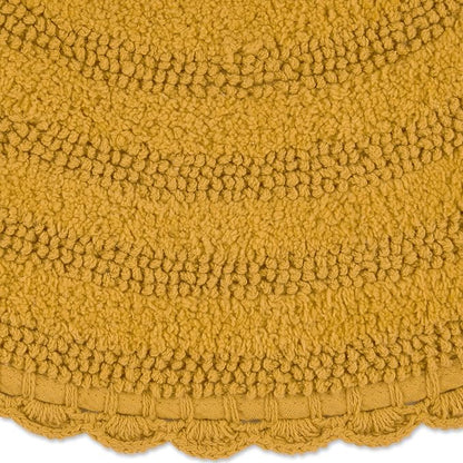 DII Crochet Collection Reversible Bath Mat, Round, 27.5" Diameter, Honey Gold