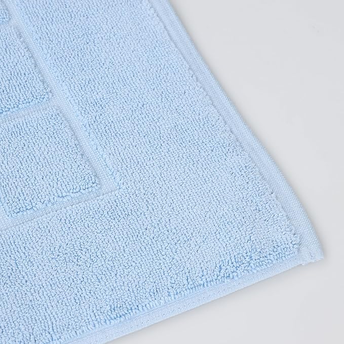 Superior 100% Cotton Bathmat Set, Bath Mats, Bathroom Decor, Shower, Bathtub Essentials, Home Accessories, Small Washable Rug, No Backing, Heavyweight, Nora Collection, Set of 2, 22" x 35", Light Blue
