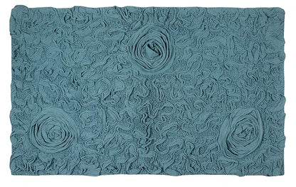 Home Weavers Bell Flower Collection 100% Cotton Tufted Bath Rugs, Extra Soft and Absorbent Bath Rugs, Non-Slip Bath Mats, Machine Washable, Bath Mats for Bathroom Floor, 24"x40" Rectangle, Blue