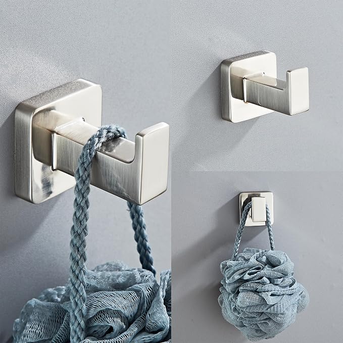 Brushed Nickel Bathroom Hardware Set 4 Pieces,Bathroom Accessories Set Stainless Steel Wall Mounted, Hand Towel Bar, Towel Ring, Robe Towel Hooks,Toilet Paper Holder,Towel Bar Set, 23.6 Inch
