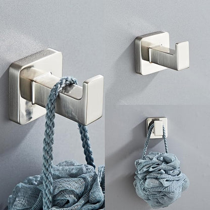 Brushed Nickel Bathroom Hardware Set 4 Pieces,Bathroom Accessories Set Stainless Steel Wall Mounted, Hand Towel Bar, Towel Ring, Robe Towel Hooks,Toilet Paper Holder,Towel Bar Set, 23.6 Inch