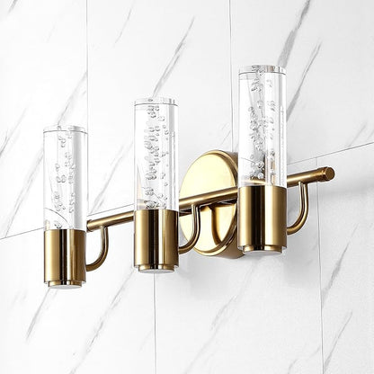 JONATHAN Y 18" Brass Gold Modern Integrated LED Vanity Light Wall Sconce for Bathroom, Clear Bubble Acrylic Shade Minimalist Art Deco Light for Hallway, Entryway, 4000K (JYL7224B)
