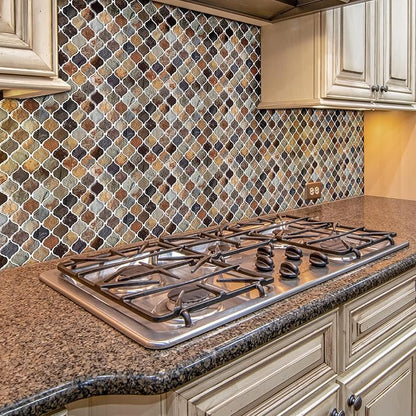 STICKGOO Arabesque Peel and Stick Backsplash, 12”X12” Backsplash Tile for Kitchen Peel and Stick, Self Adhesive Wall Tile Stick on Tiles (Thicker Design, Multicolor Sandstone)