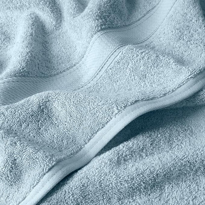 SUPERIOR Egyptian Cotton Ultra Plush & Absorbent, 12 Piece Set, Light Blue | Heavyweight 12 Pc Egyptian Cotton Towel Set Includes 4 Bath Towels 4 Hand Towels 4 Washcloths Decorative Rope Border