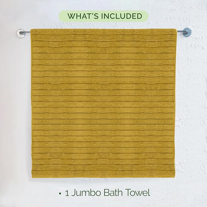 Elegant Comfort 100% Turkish Cotton Corduroy Ribbed Luxury Jumbo Bath Towel Ultra Soft - 35 x 70 Inch - Luxury Spa Premium Hotel Quality Highly Absorbent and Quick Dry Large Bath Towel, Gold