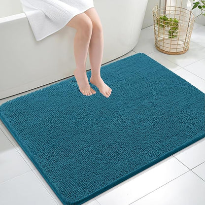OLANLY Large Bathroom Rugs 40x32, Extra Soft Absorbent Chenille Bath Rugs | Peacock Blue, Quick-Drying Rubber Backing, Washable Bath Mat for Bathroom Floor, Tub and Shower, Home Decor Accessories