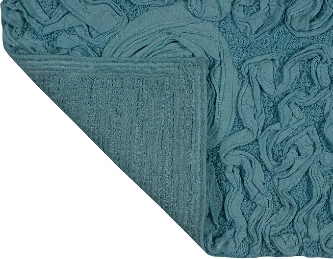 Home Weavers Bell Flower Collection 100% Cotton Tufted Bath Rugs, Extra Soft and Absorbent Bath Rugs, Non-Slip Bath Mats, Machine Washable, Bath Mats for Bathroom Floor and Tub, 21"x54" Runner, Blue