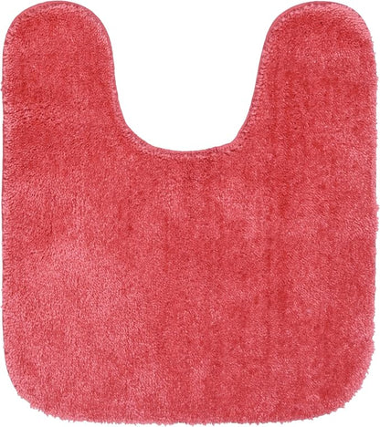 Garland Rug Traditional Nylon Washable Pink Hibiscus 3 Piece Set - Lid, Contour, Bath Rug - Soft, Absorbent, and Stylish for Your Bathroom