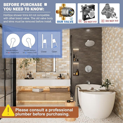 Tub Shower Faucet, Brushed Nickel Shower Faucet Set with 8-Inch All-Metal Rainfall Showerhead and Bathtub Spout, Single-Handle Tub Shower-Trim Kit Included Valve, Brushed Nickel
