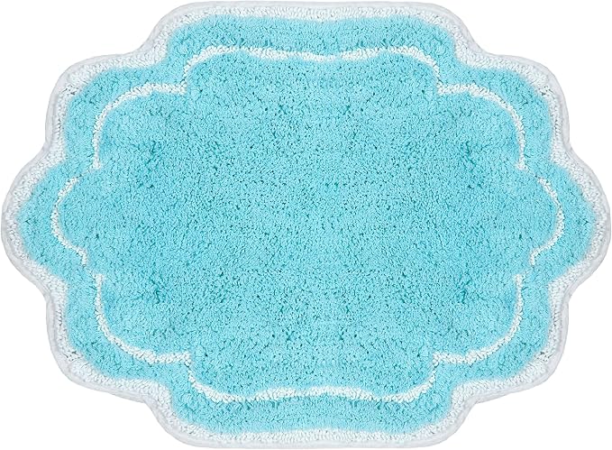 Home Weavers Allure Collection 100% Cotton Tufted Bathroom Rug, Soft and Absorbent Bath Rugs, Non-Slip Bath Carpet, Machine Wash Dry Bath Mats for Bathroom Floor, 17"x24" Bath Rug, Turquoise