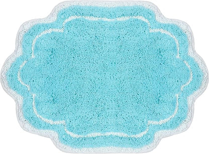 Home Weavers Allure Collection 100% Cotton Tufted Bathroom Rug, Soft and Absorbent Bath Rugs, Non-Slip Bath Carpet, Machine Wash Dry Bath Mats for Bathroom Floor, 17"x24" Bath Rug, Turquoise