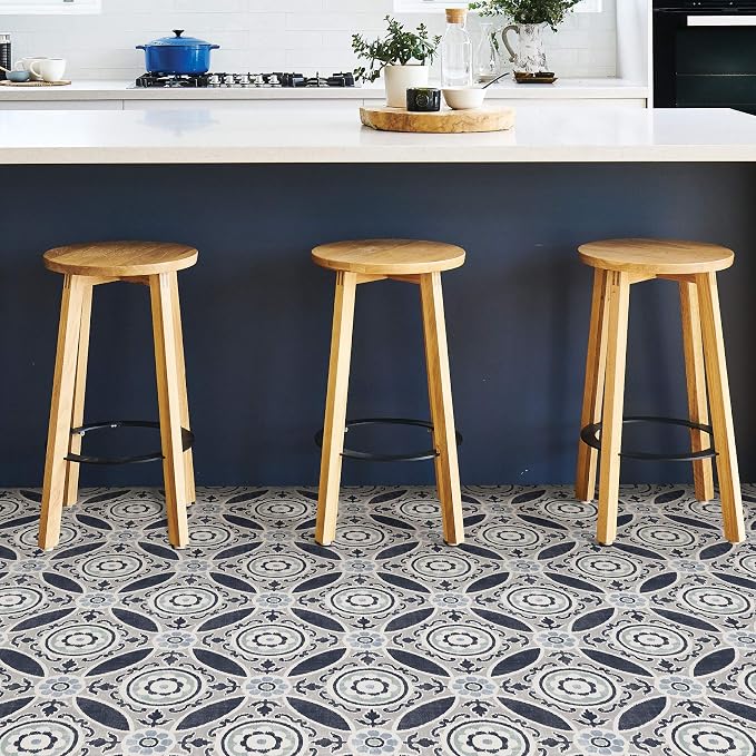 FloorPops FP2484 Sienna Peel & Stick Floor Tiles, Grey (Pack of 6)