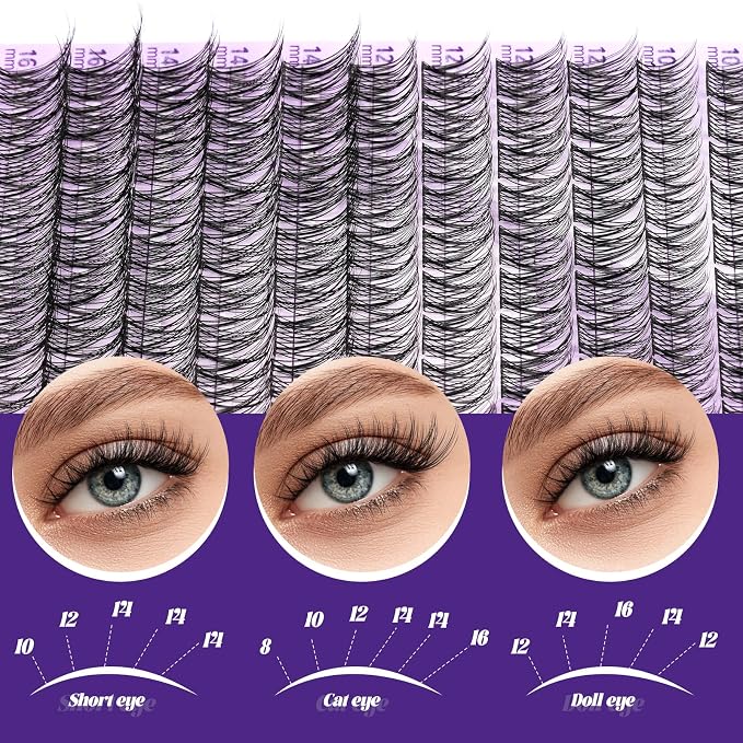 B&Q Natural Lash Clusters, Wispy Invisible Band for Daily Wear, 144PCS | Natural wispy clusters 8-16mm, invisible band 0.03mm ultra-fine, sensitive eyes friendly, DIY daily office date night