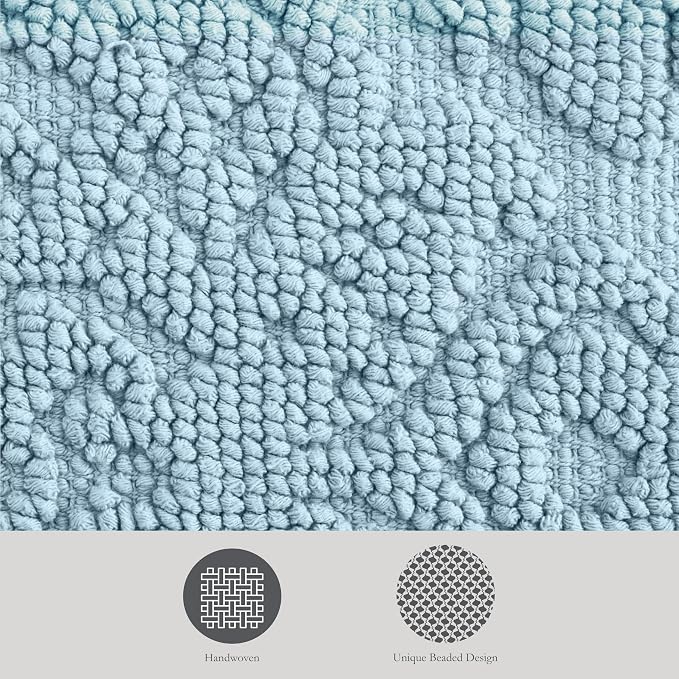 Jean Pierre - Ricardo Bath Mat, Woven Fringe Bathroom Rugs, 100% Cotton, Premium Bathroom Decor - Measures 17" x 31" - Light Blue
