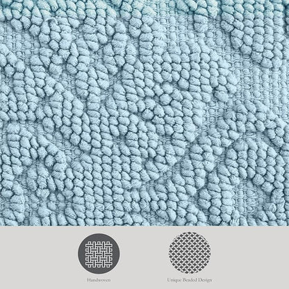 Jean Pierre - Ricardo Bath Mat, Woven Fringe Bathroom Rugs, 100% Cotton, Premium Bathroom Decor - Measures 17" x 31" - Light Blue