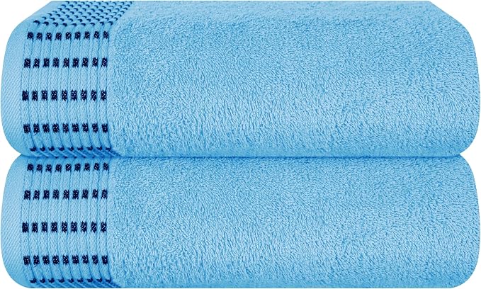 Cotton 2 Pack Oversized Bath Towel Set 28x55 inches, Large Bath Towels, Ultra Absorbant Compact Quickdry & Lightweight Towel, Ideal for Gym Travel Camp Pool - Sky Blue