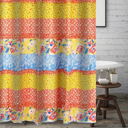 Greenland Home Fashions Fabric Sensations Shower Curtain, Stylish Bathroom Decor, Machine Washable, 72 inches x 72 inches, Skylar Ruffles