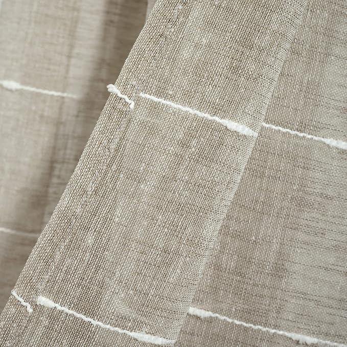 Lush Decor Farmhouse Textured Sheer Window Curtain Valance, 52"W x18"L, Neutral