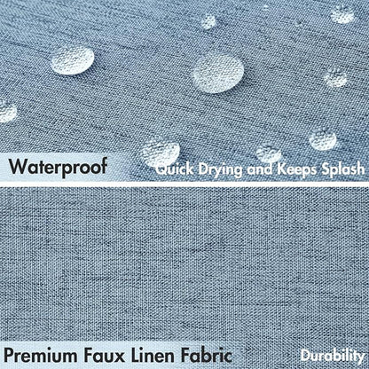 MIULEE Moonlight Blue Scalloped Linen Shower Curtain 72x72 Inches | Linen Textured, Waterproof, Washable, 12 Metal Hooks, Heavy Duty Cloth, Black Border, Shower Curtain for Bathroom Bathtub