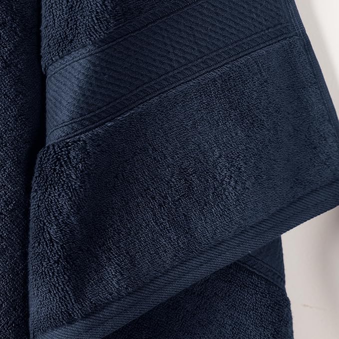 SUPERIOR Egyptian Cotton Plush & Absorbent, Bath Towel Set of 2, Navy Blue | Quick Dry, Soft Luxury Towel Set, Bath Essentials for Bathroom, Guest Bath, Spa, 2 Piece Bath, Madeline Towels
