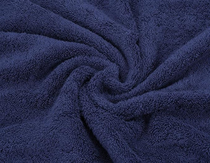 American Soft Linen Premium 3 Piece Towel Set, 1 Bath Towel 1 Hand Towel 1 Washcloth, 600 GSM 100% Cotton Turkish Towels for Bathroom, Navy Blue Towel Set
