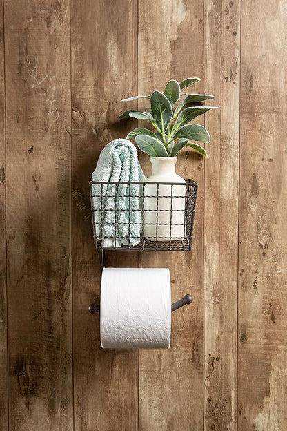 DII Rustic Farmhouse Bathroom Décor, Metal Storage, Toilet Paper Holder, Gray