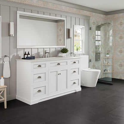 Eviva Epic 60 in. SS White Bathroom Vanity with White Carrara Quartz Countertop