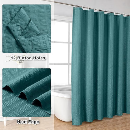 Aiyufeng Turquoise Shower Curtain for Bathroom, Embossed Textured Fabric Shower Curtain for Bathroom - Soft Cloth & Hotel Spa, Machine Washable, 72X72, Turquoise