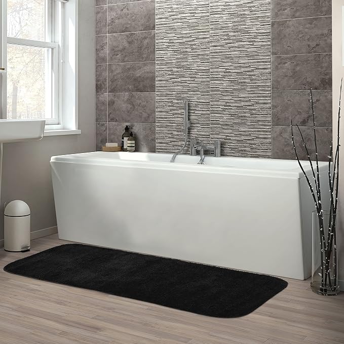Garland Rug Traditional Bath Rug, 22-Inch by 60-Inch, Black