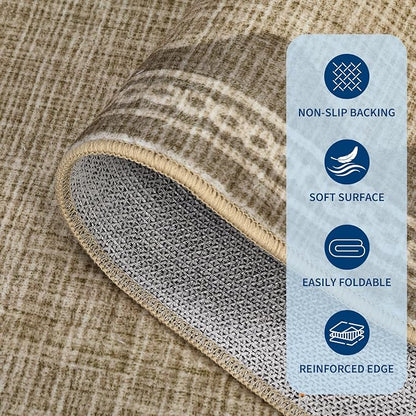 Garvee 2x6 Runner Rug Washable Hallway Runner Rug Bordered Print Rugs Jute | Soft Touch Non Slip Non-Shedding Low Pile Stain-Resistant Foldable Long Indoor Carpet for Entryway Laundry Kitchen Bathroom