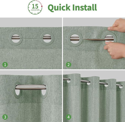 Extra Long No Hooks & No Liner Needed Fabric Shower Curtain,71x86,SageGreen | Linen Texture,100% Waterproof TPU Laminated Layer,Bottom Magnets,Machine Washable,Hotel Style Bathroom Curtain For Shower,Tub