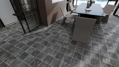 W&S 1-Sheet Faux Stone Peel and Stick Floor, Dark Grey Peel and Stick Backsplash, Stick on Brick Accent Wall,Self Adhesive Thicker Tile for Kitchen Bathroom,Bedroom,Waterproof Flooring Tiles