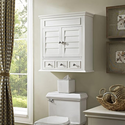 Crosley Furniture Lydia Wall Mounted Bathroom Storage Medicine Cabinet with a Drawer and Shelves, White
