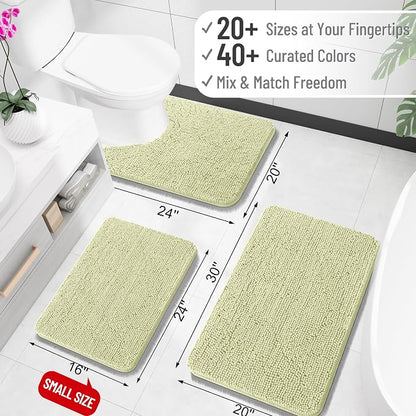 OLANLY Bathroom Runner Rugs 40x24, Extra Soft Absorbent Chenille Bath Rugs | Vanilla, Quick-Drying Rubber Backing, Washable Long Bath Mat for Bathroom Floor, Tub and Shower, Home Decor Accessories