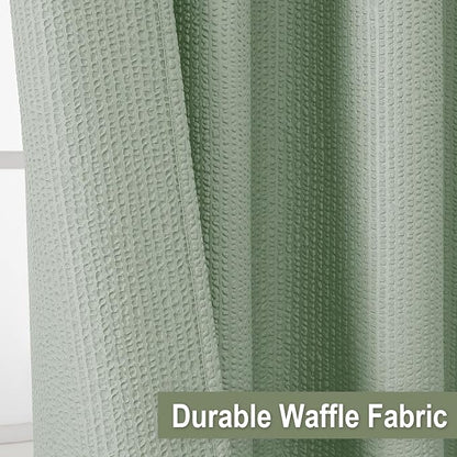 Stall Shower Curtain 48X72 inch, Embossed Textured Fabric Shower Curtain for Bathroom - Soft Cloth & Hotel Spa, Water Repellent, Machine Washable Bathroom Curtain, Sage Green