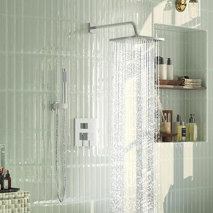 Esnbia Shower Faucet Set, Rain Shower System with Shower Valve, 10 Inches Shower Heads with Handheld Spray Combo, Wall Mounted Shower Fixtures, High Pressure Shower Hardware Set, Chrome