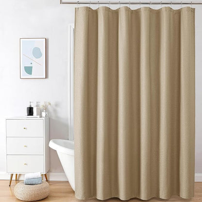 Extra Long Taupe Shower Curtain 72 x 96 Inch, 3D Embossed Texture Fabric Bathroom Shower Curtain, Large Hotel Bath Curtain with 12 Holes, Washable Cloth Shower Curtains