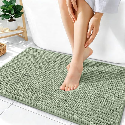 OLANLY Thick Chenille Absorbent Bathroom Rugs Mat 36x24, Sage Green | Soft Bath Rugs, Rubber Backing, Machine Wash Dry, Bath Mats for Bathroom, Tub and Shower, Home Decor Accessories