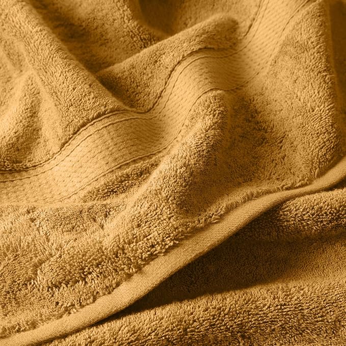 Superior Egyptian Cotton Plush & Absorbent, Bath Towel Set of 4, Gold | Quick Dry, Soft Luxury Towel Set, Bath Essentials for Bathroom, Guest Bath, Spa, 4 Piece Bath, Madeline Towels