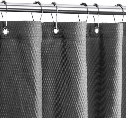 Tititex Solid Grey Cloth Fabric Shower Curtain Liner with 2 Magnets - Texture Soft Hotel Quality Waterproof Shower Liner, Light-Weight & Machine Washable 72x72 inch