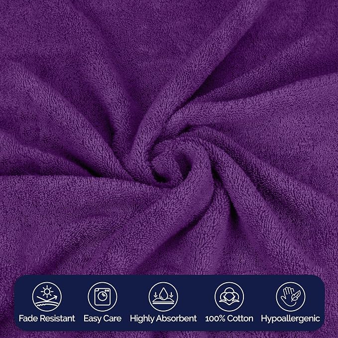 Elegant Comfort Premium Turkish Cotton 2 Pack Bath Towel Set - 27 x 54 inch, Luxurious Hotel Spa Quality 100% Turkish Cotton 2PC Bath Towel Set - Highly Absorbent - Soft Bathroom Towels, Purple